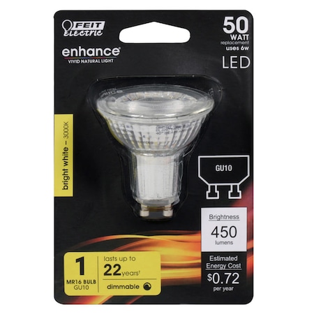 Feit Electric Feit MR16 GU10 LED Bulb Bright White 50 Watt Equivalence 1 pk BPMR16GU10930CA